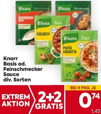 Billa Knorr Basis od. Feinschmecker Sauce div. Sorten Angebot