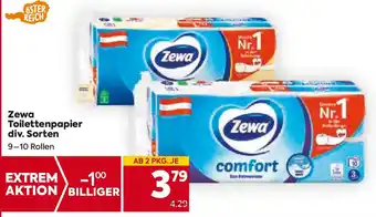 Billa Zewa Toilettenpapier div. Sorten 9-10 Rollen Angebot