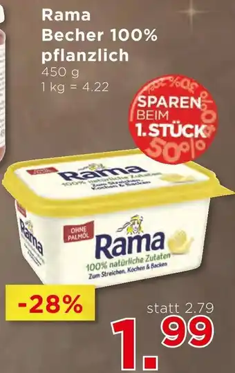 Unimarkt Rama Becher 100% pflanzlich 450 g Angebot