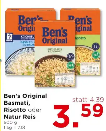 Unimarkt Ben's Original Basmati, Risotto oder Natur Reis 500 g Angebot