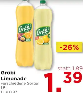 Unimarkt Gröbi Limonade verschiedene Sorten 1,5 I Angebot