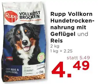 Unimarkt Rupp Vollkorn Hundetrocken- nahrung mit Geflügel und Reis 2 kg Angebot