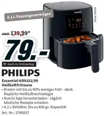 Media Markt PHILIPS Essential HD9252/90 Heißluftfritteuse Angebot