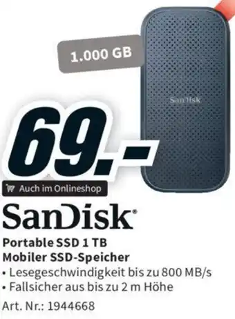Media Markt SanDisk Portable SSD 1 TB Mobiler SSD-Speicher Angebot