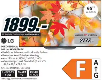 Media Markt LG OLED65B39LA 165 cm 4K OLED-TV Angebot