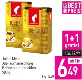 Sutterlüty Julius Meinl Jubiläumsmischung Bohne oder gemahlen 500 g Angebot