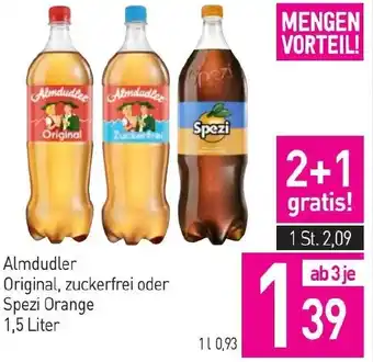 Sutterlüty Almdudler Original, zuckerfrei oder Spezi Orange 1,5 Liter Angebot