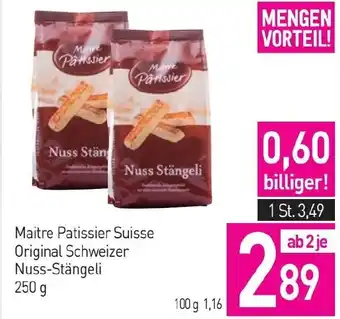 Sutterlüty Maitre Patissier Suisse Original Schweizer Nuss-Stängeli 250 g Angebot