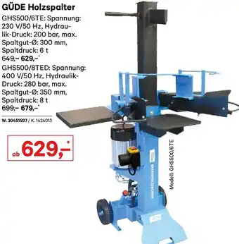 Lagerhaus GÜDE Holzspalter Angebot