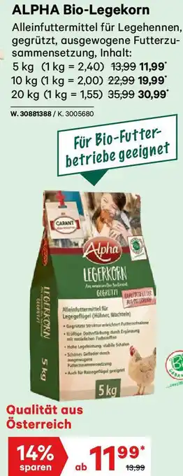 Lagerhaus ALPHA Bio-Legekorn Angebot