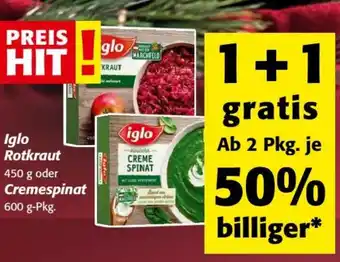 Nah&Frisch Iglo Rotkraut 450 g oder Cremespinat 600 g-Pkg. Angebot