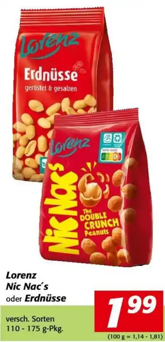Nah&Frisch Lorenz Nic Nac's oder Erdnüsse versch. Sorten 110 - 175 g-Pkg. Angebot