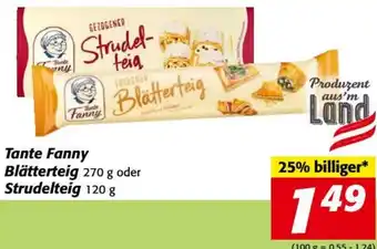 Nah&Frisch Tante Fanny Blätterteig 270 g oder Strudelteig 120 g Angebot