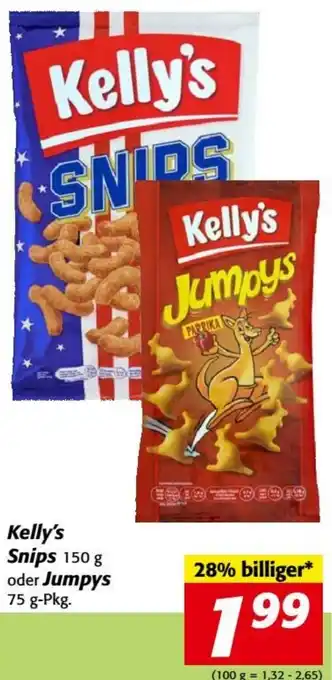 Nah&Frisch Kelly's Snips 150 g oder Jumpys 75 g-Pkg. Angebot