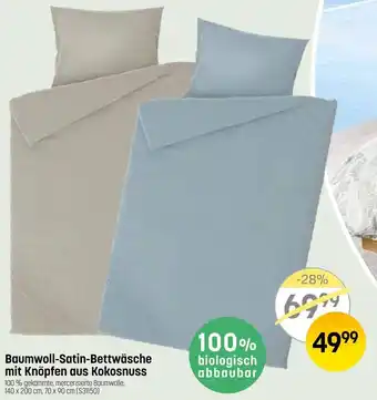 Baumwoll-Satin-Bettwäsche mit Knöpfen aus Kokosnuss