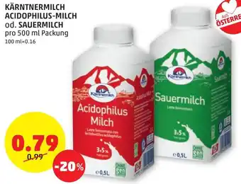 PENNY KÄRNTNERMILCH ACIDOPHILUS-MILCH od. SAUERMILCH Angebot