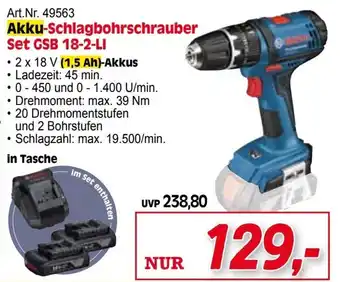 Zgonc Akku-Schlagbohrschrauber Set GSB 18-2-LI Angebot