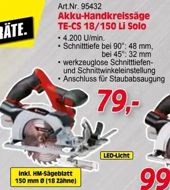 Zgonc E Einhell Akku-Handkreissäge TE-CS 18/150 Li Solo Angebot