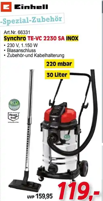 Zgonc Nass- und Trockensauger Synchro TE-VC 2230 SA INOX 30 Liter Angebot