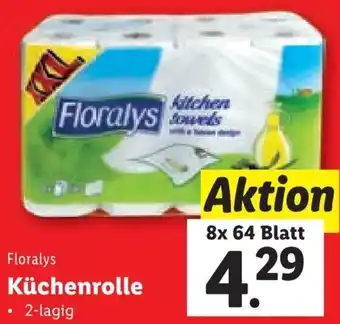 Lidl Floralys Küchenrolle 2-lagig 8x 64 Blatt Angebot