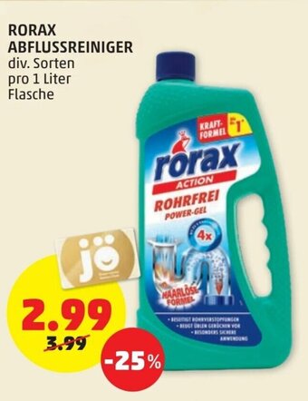 PENNY Rorax Abflussreiniger 1 Liter Angebot