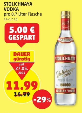 PENNY Stolichnaya Vodka 0,7 Liter Angebot