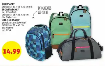 PENNY Rucksack, Sporttasche, LED-Rucksack Angebot