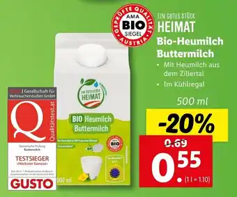 Lidl Bio-Heumilch Buttermilch 500ml Angebot