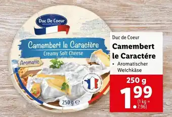 Lidl Camembert Le Caractére 250g Angebot