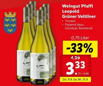 Lidl Weingut Pfaffl Leopold Grüner Veltliner 0,75 Liter Angebot