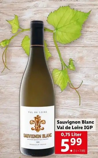 Lidl Sauvignon Blanc Val De Loire IGP 0,75 Liter Angebot