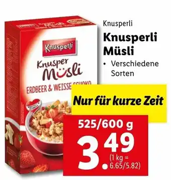 Lidl Knusperli Müsli 525g/600g Angebot