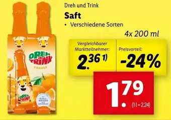 Lidl Saft 4x200 ml Angebot