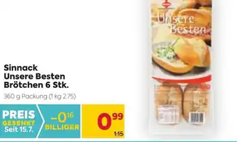 Billa Sinnack Unsere Besten Brötchen 6 Stk. 360g Angebot