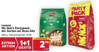 Billa Lorenz Nic Nac's Partypack, Div. Sorten Od. Nuss-Mix 280-320g Angebot