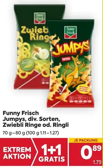 Billa Funny Frisch Jumpys, Div. Sorten, Zweibli Ringe Od. Ringli 70-80g Angebot