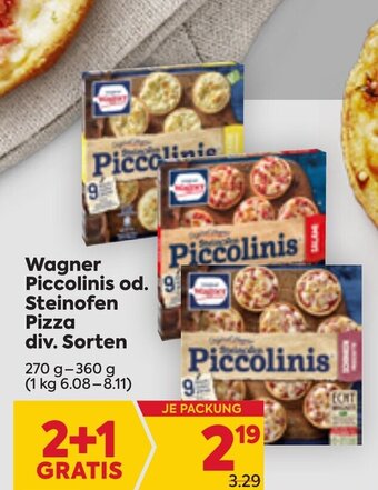 Billa Wagner Piccolinis Od. Steinofen Pizza Div.Sorten 270-360g Angebot