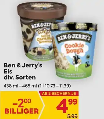 Billa Ben & Jerry's Eis Div. Sorten 438ml-465ml Angebot