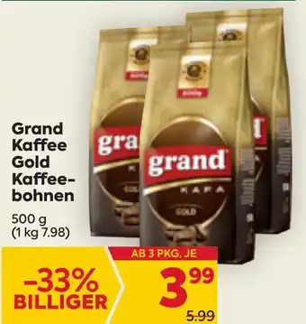Billa Grand Kaffee Gold Kaffee-Bohnen 500g Angebot