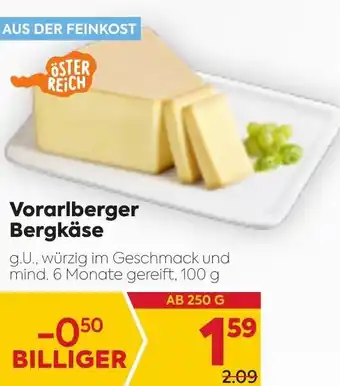 Billa Vorarlberger Bergkäse G. U. 100 g Angebot