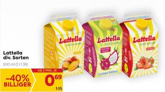 Billa Lattella Div. Sorten 500 ml Angebot