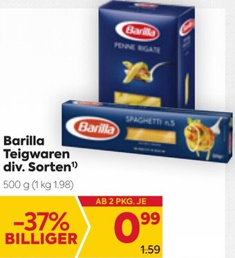 Billa Barilla Teigwaren Div. Sorten 500g Angebot
