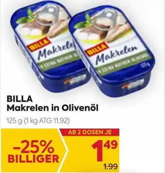 Billa Billa Makrelen In Olivenöl 125g Angebot