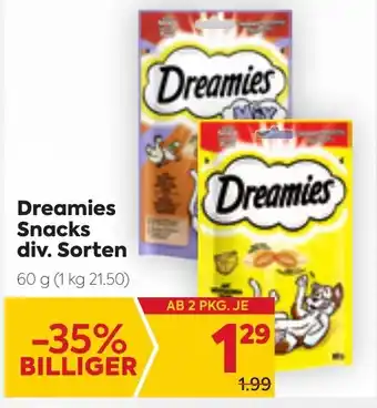 Billa Dreamies Snacks Div. Sorten 60g Angebot
