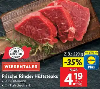 Lidl Frische Rinder Hüftsteaks 323 g Angebot