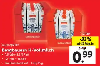 Lidl Salzburg Milch Bergbauern H-Vollmilch 1 Liter Angebot