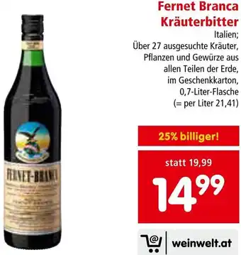 Interspar Fernet Branca Kräuterbitter 0,7 Liter Angebot