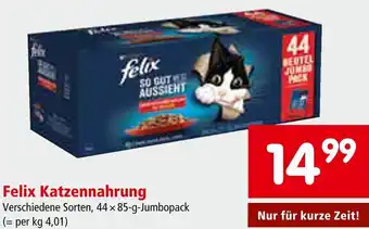 Interspar Felix Katzennahrung Verschiedene Sorten, 44 x 85-g-Jumbopack Angebot