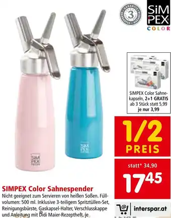 Interspar SIMPEX Color Sahnespender Angebot
