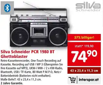 Interspar Silva Schneider PCR 1980 BT Ghettoblaster Angebot